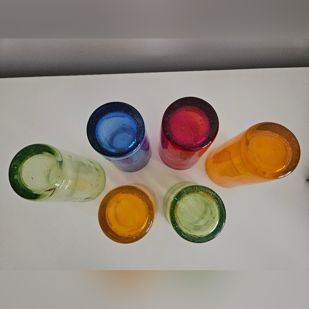Multicolor Handblown Bubble Glasses | Set of 6 - Picture 7 of 9